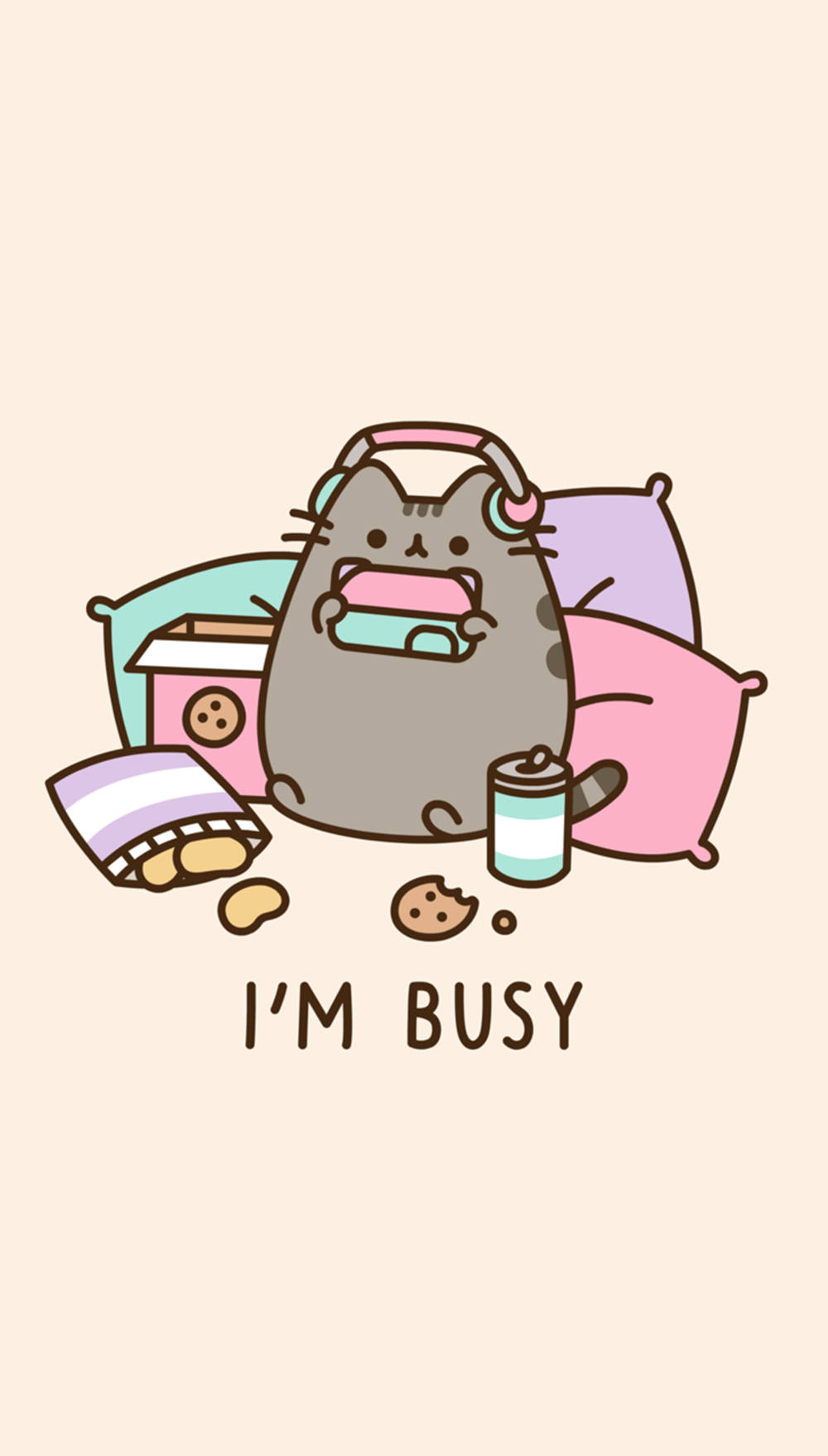 Χαριτωμένη Kawaii Αισθητική Γάτα Pusheen Ταπετσαρία