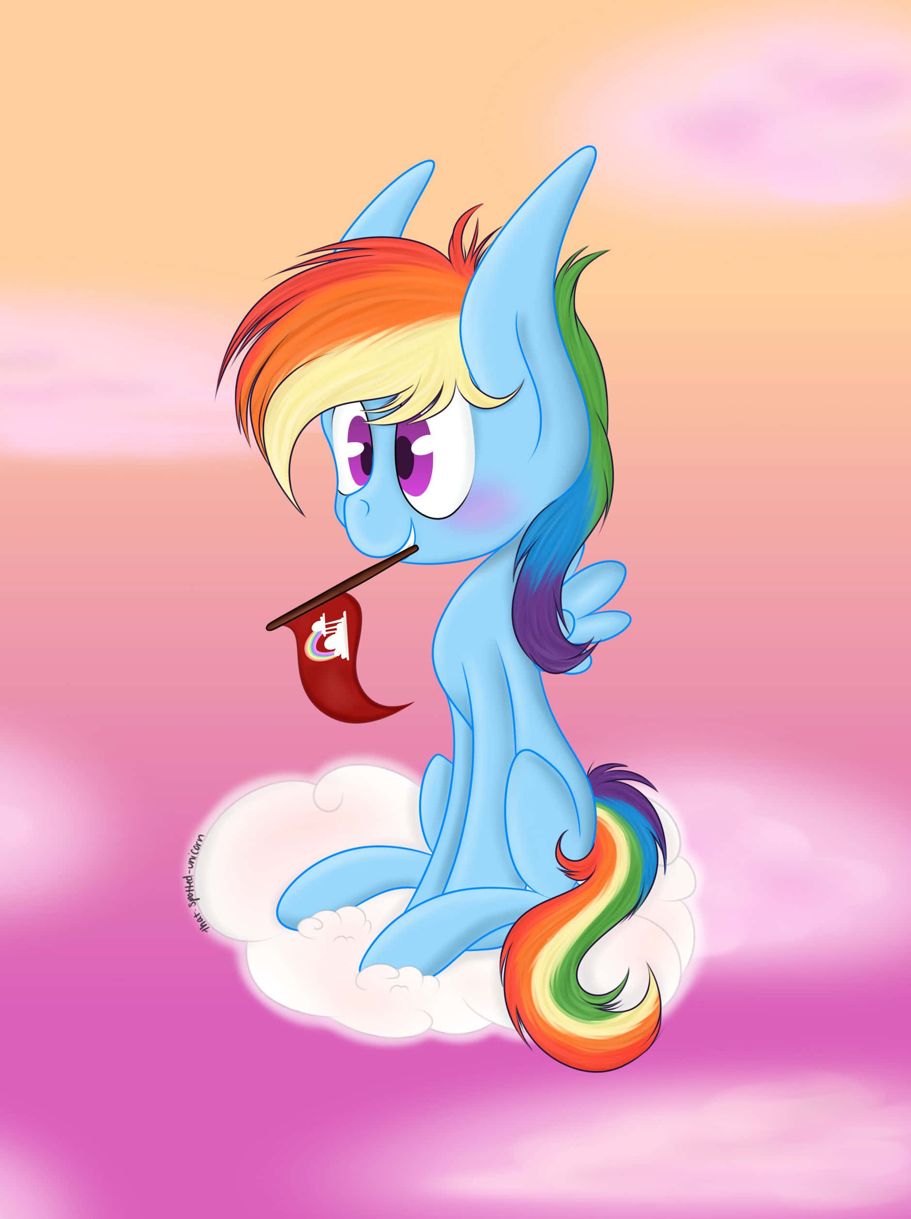 Χαριτωμένη Εικόνα Μονόκερου Rainbow Dash My Little Pony Ταπετσαρία