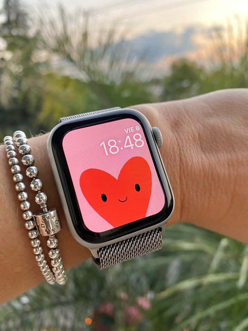 Χαριτωμένη καρδιά σε ρολόι Apple Watch Ταπετσαρία