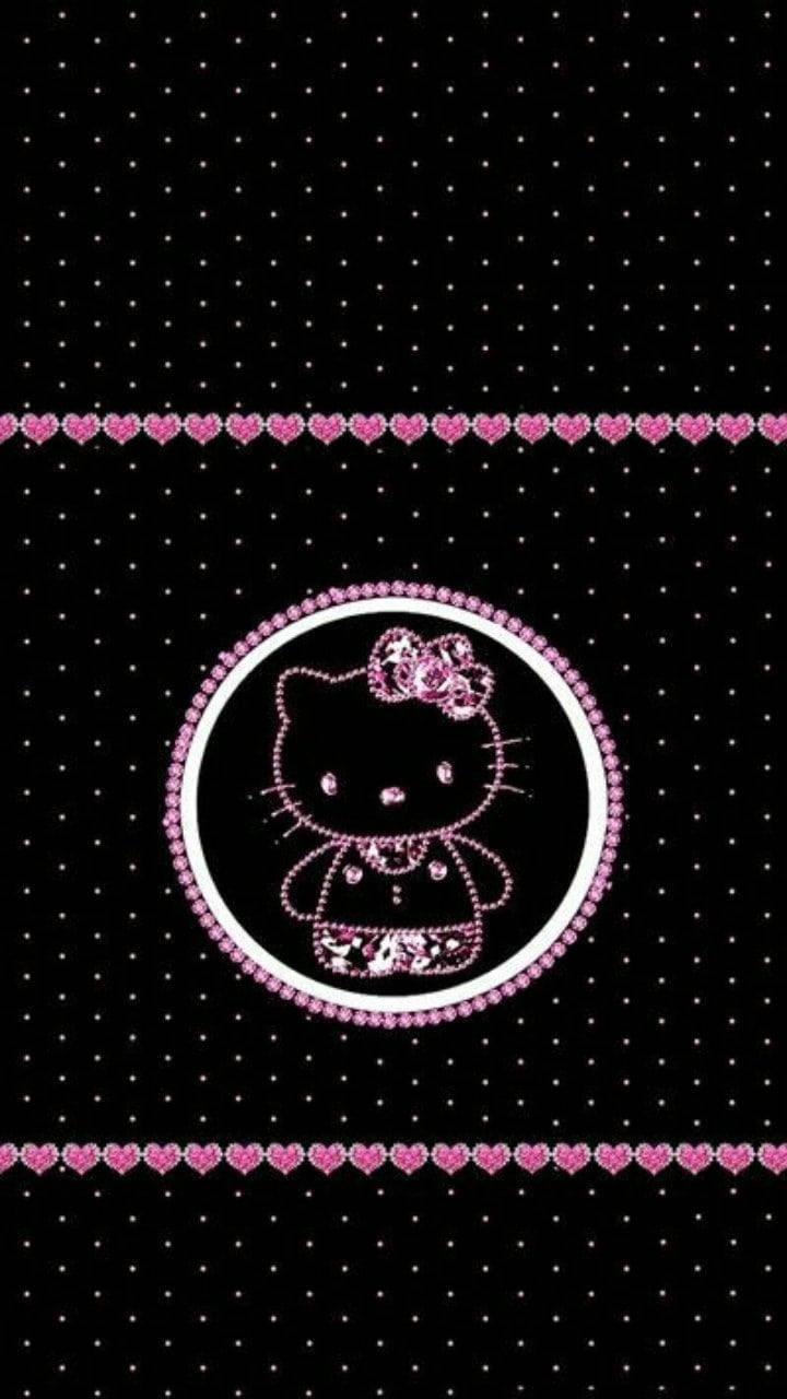 Χαριτωμένη Στικτή Μαύρη Hello Kitty Ταπετσαρία