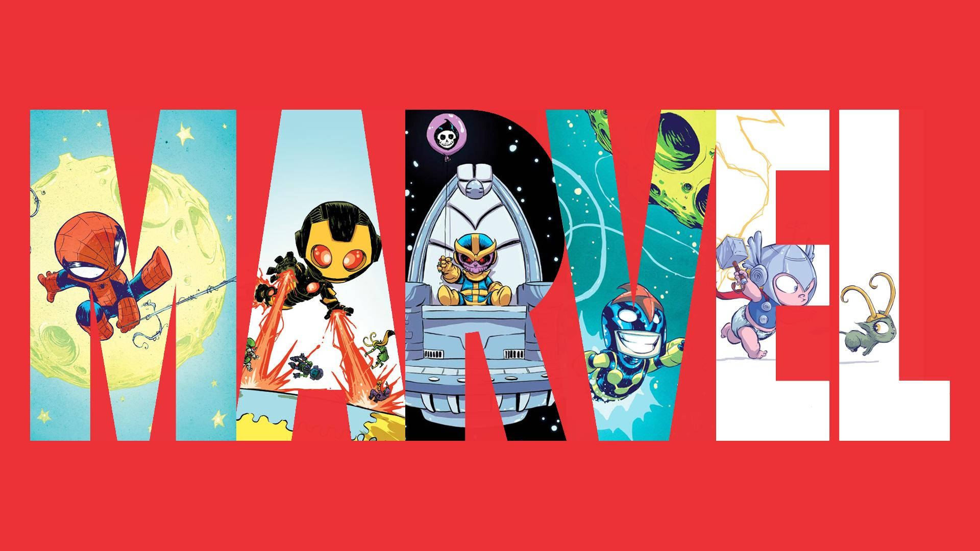 Χαριτωμένη Τέχνη Marvel σε Λογότυπο Ταπετσαρία