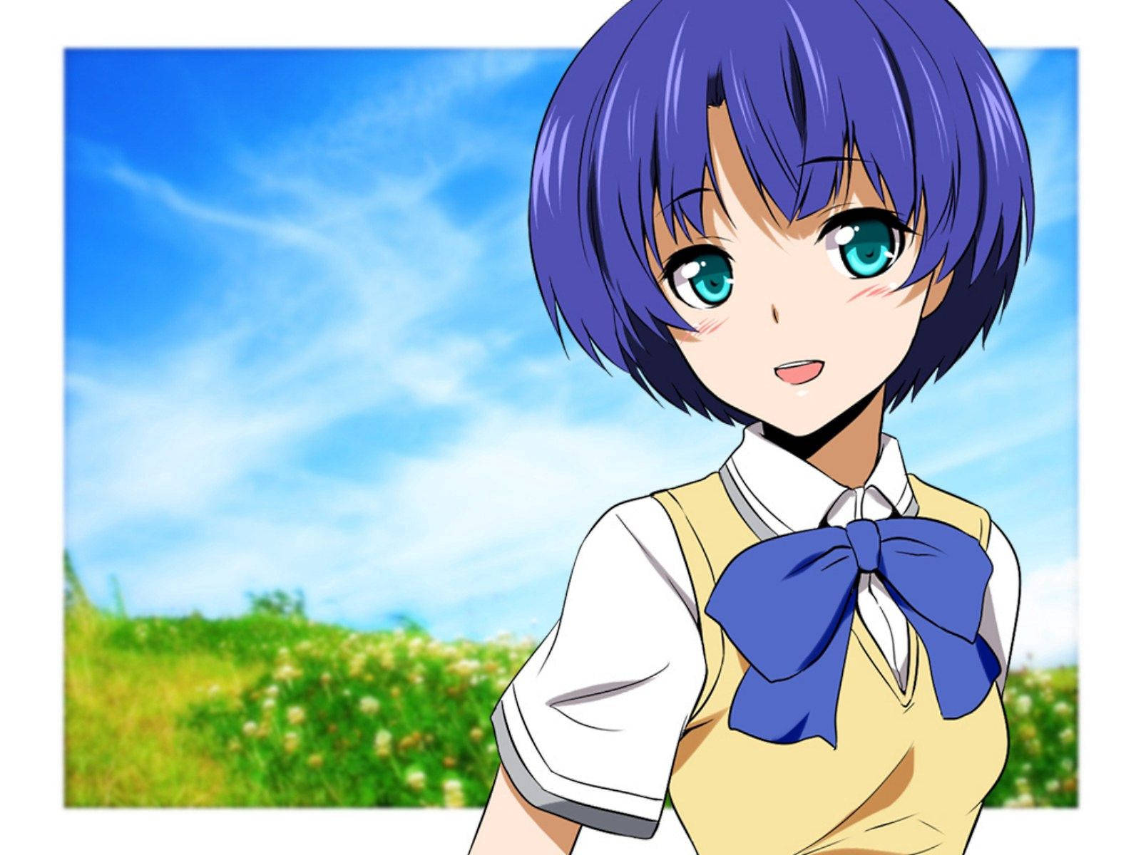 Ταπετσαρία Χαριτωμένο Anime Κορίτσι στο Χωράφι — Χαριτωμένο anime GIF Ταπετσαρία