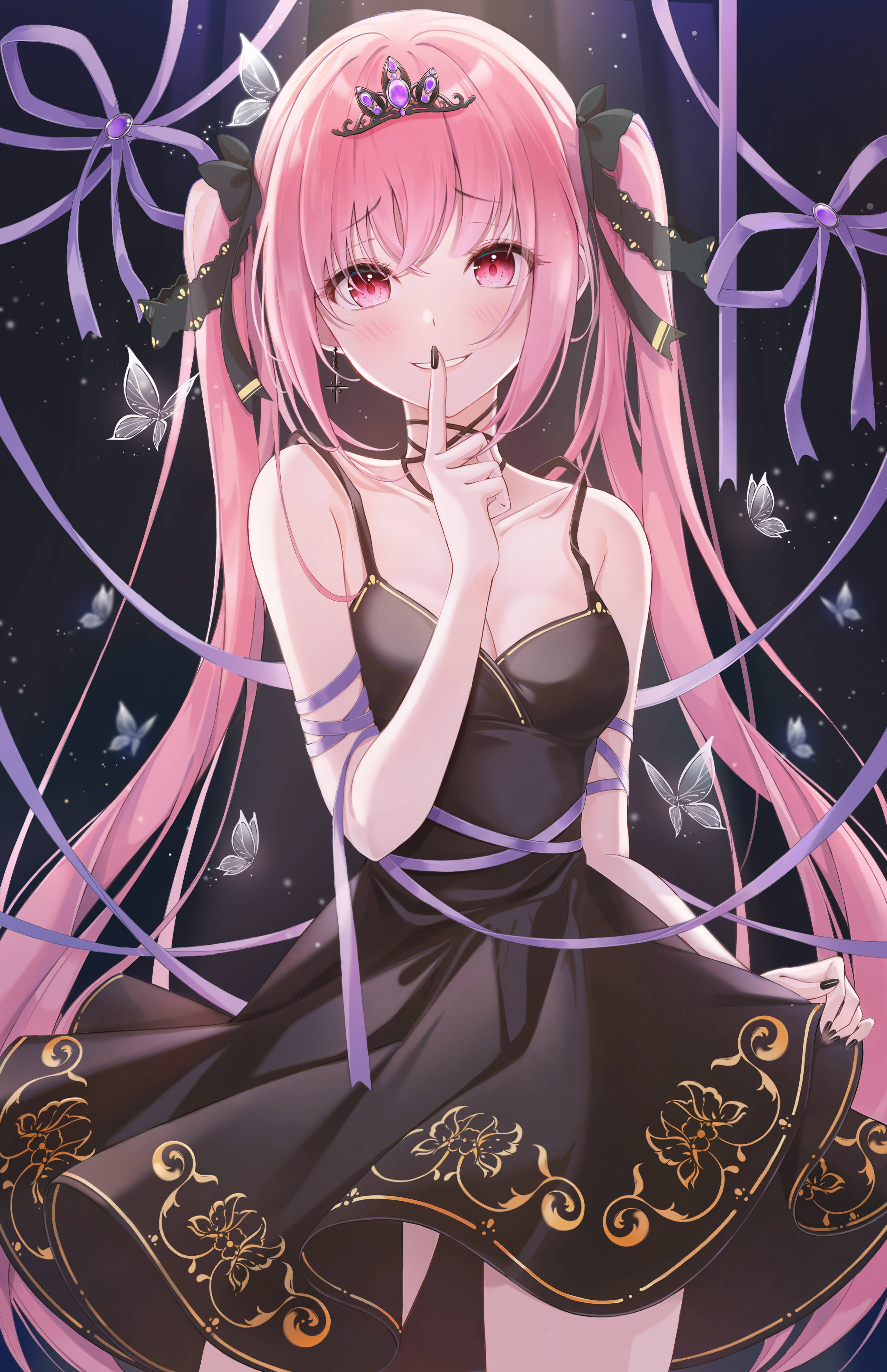 Χαριτωμένο Anime Κορίτσι με Μαύρο Φόρεμα Ταπετσαρία