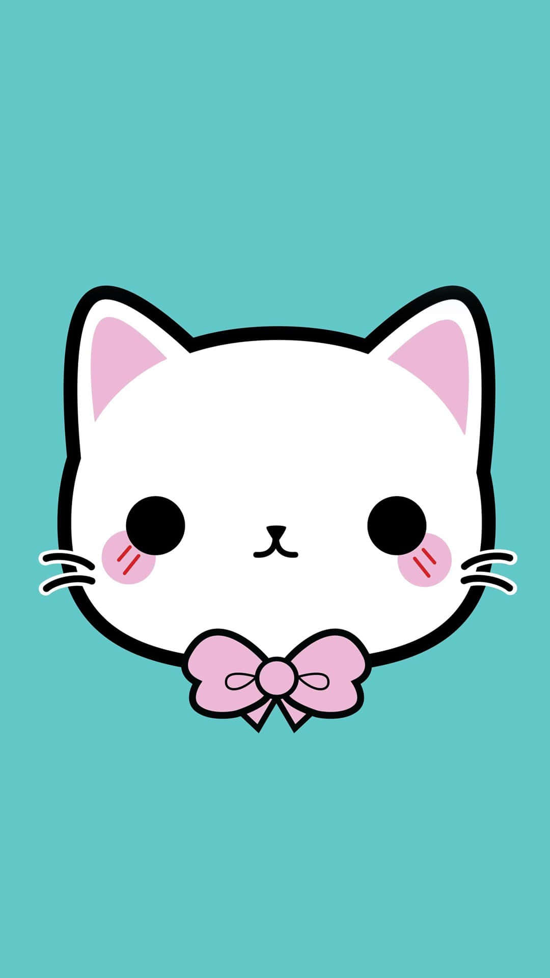 Χαριτωμένο Kawaii Πρόσωπο Γάτας Ταπετσαρία