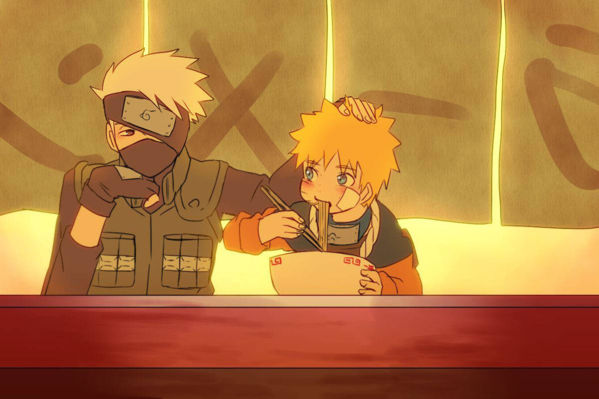 Χαριτωμένο Naruto και Kakashi στο μαγαζί με ράμεν Ταπετσαρία