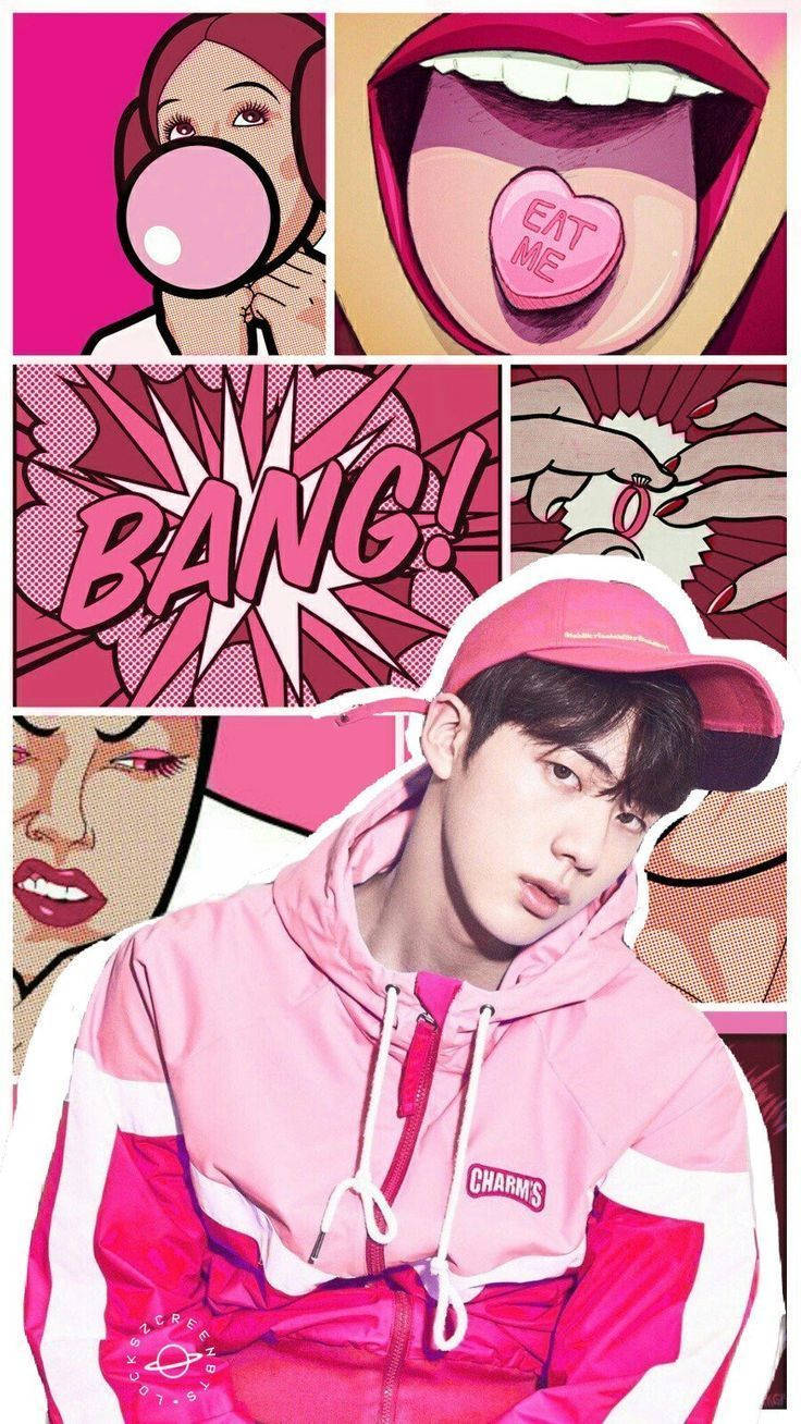 Χαριτωμένο Pink Edit του Jin των BTS Ταπετσαρία