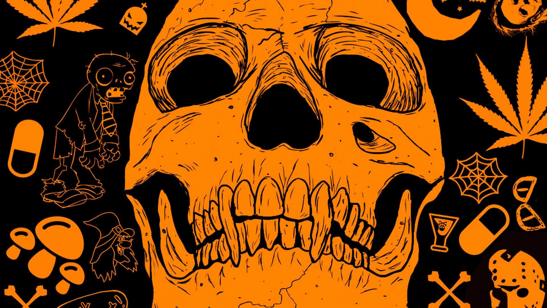 Χαριτωμένο Αισθητικό Κρανίο Halloween Ταπετσαρία
