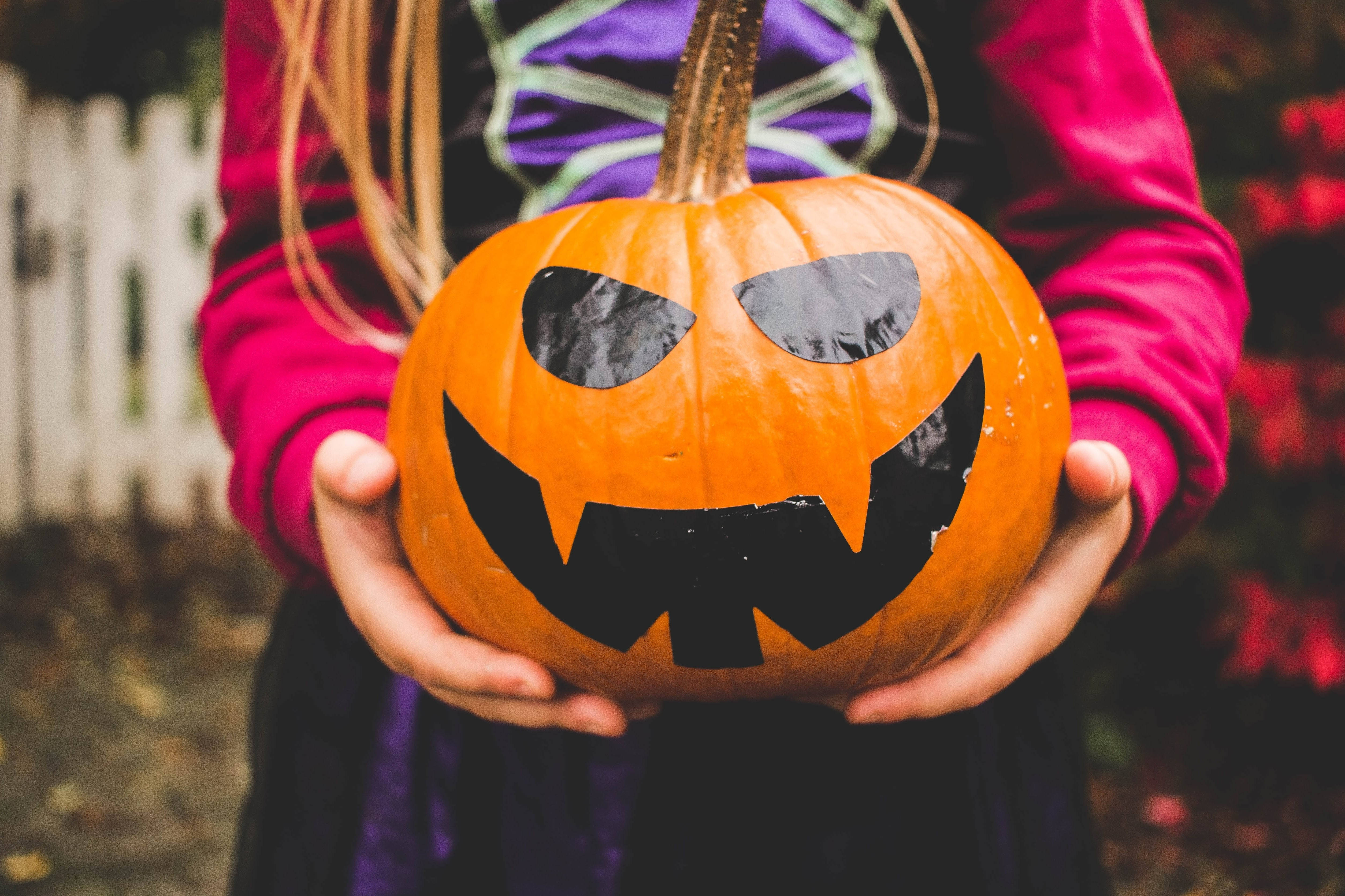 Χαριτωμένο Κορίτσι του Halloween με Κολοκύθα Ταπετσαρία