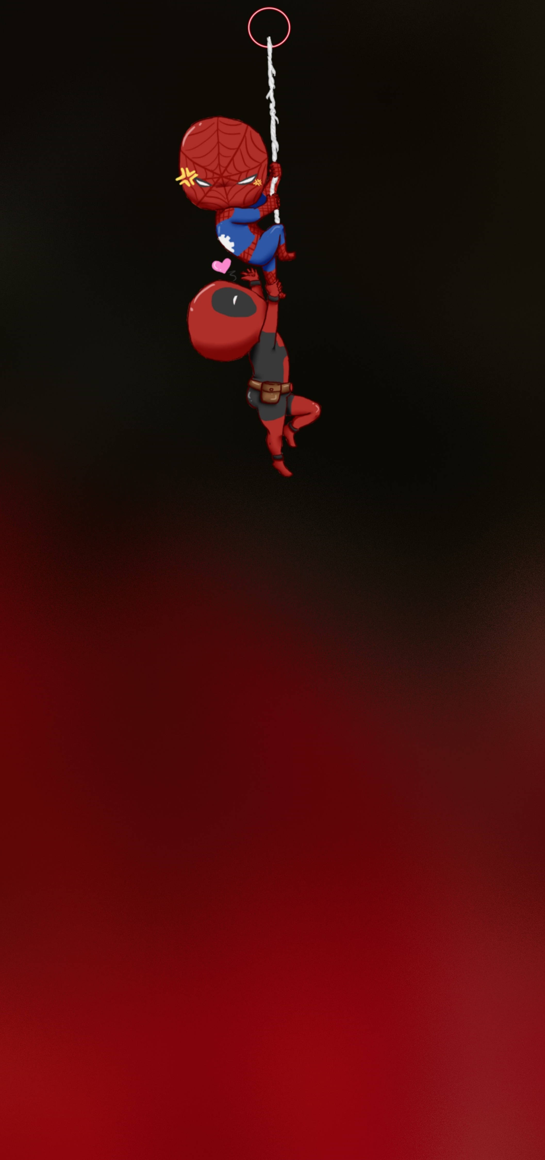 Χαριτωμένοι Deadpool και Spiderman τρυπούν τρύπα 4K Ταπετσαρία