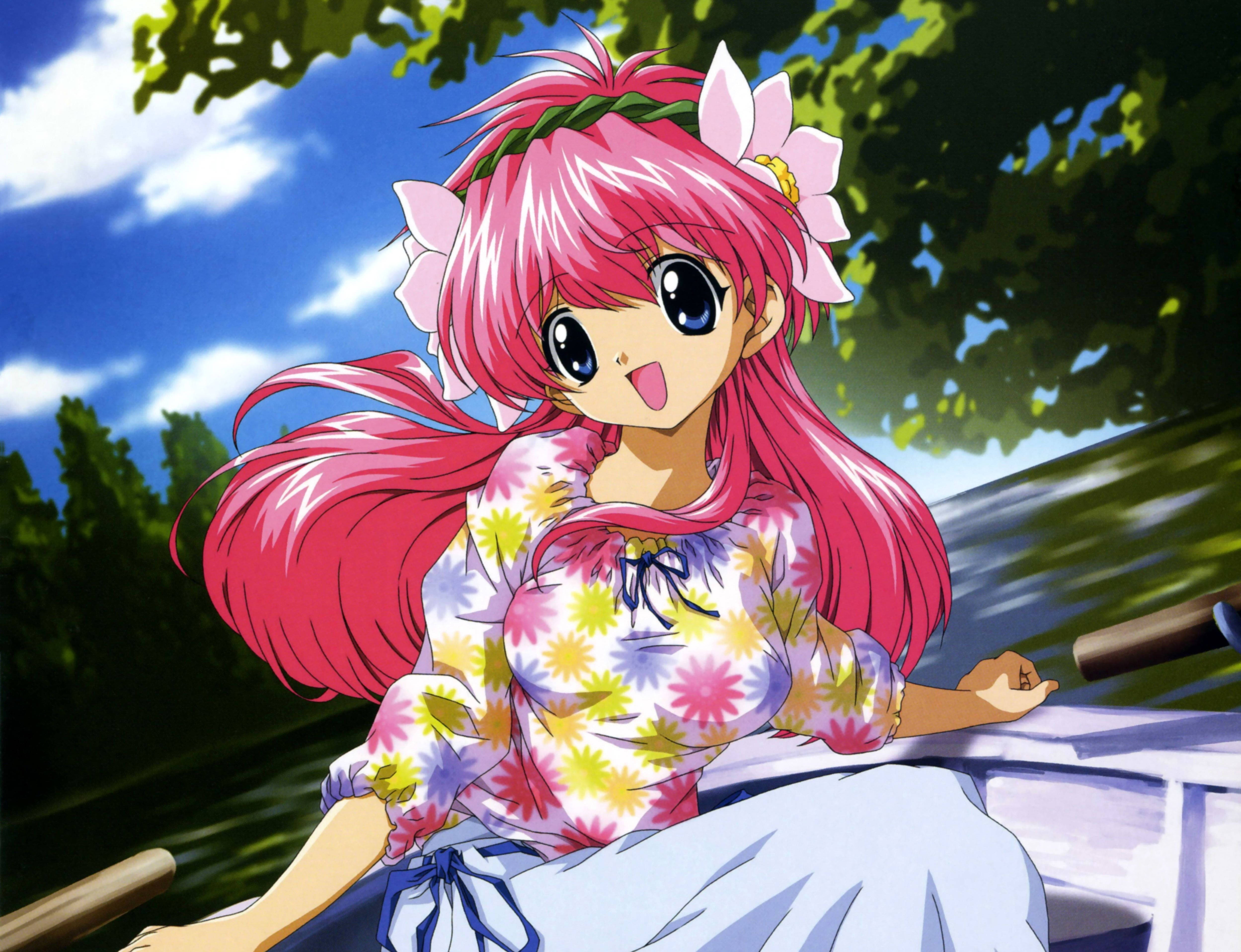 Χαριτωμένοι χαρακτήρες anime σε μια βάρκα Ταπετσαρία