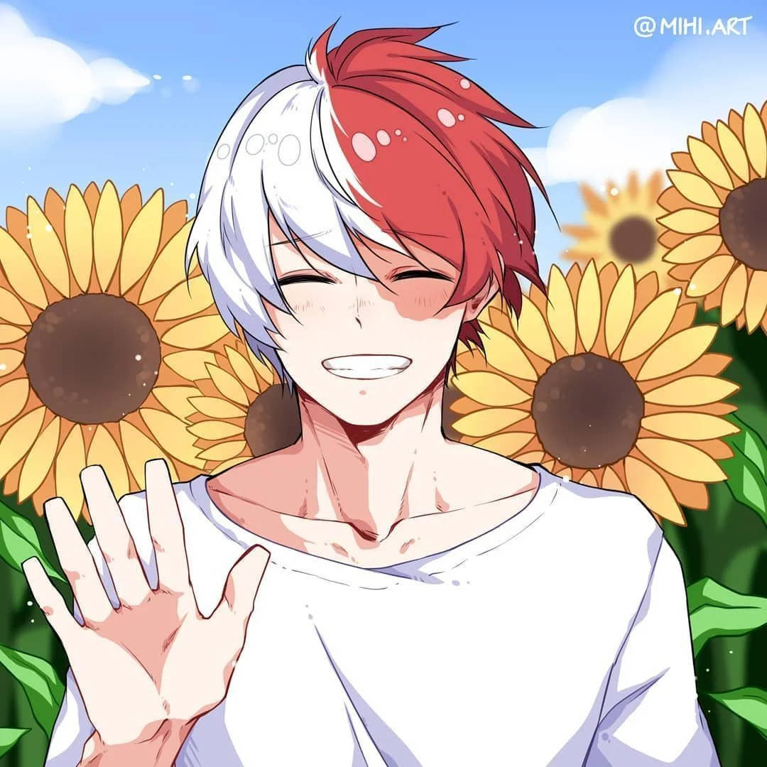 Χαριτωμένος Todoroki σε Ηλιοτρόπιο Κήπο Ταπετσαρία