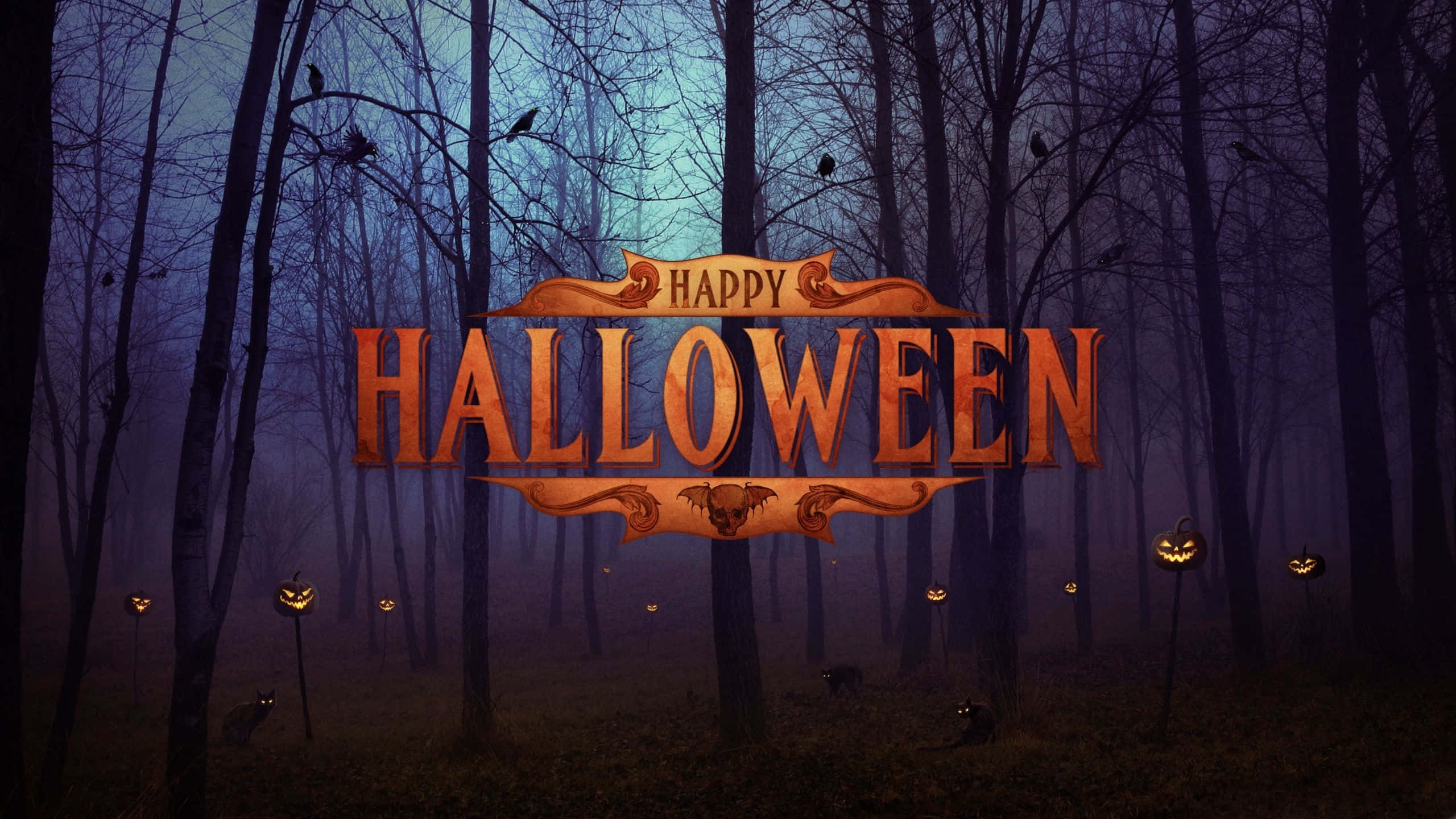 Χαρούμενο Halloween Σκοτεινό Δάσος Εικόνα Ταπετσαρία
