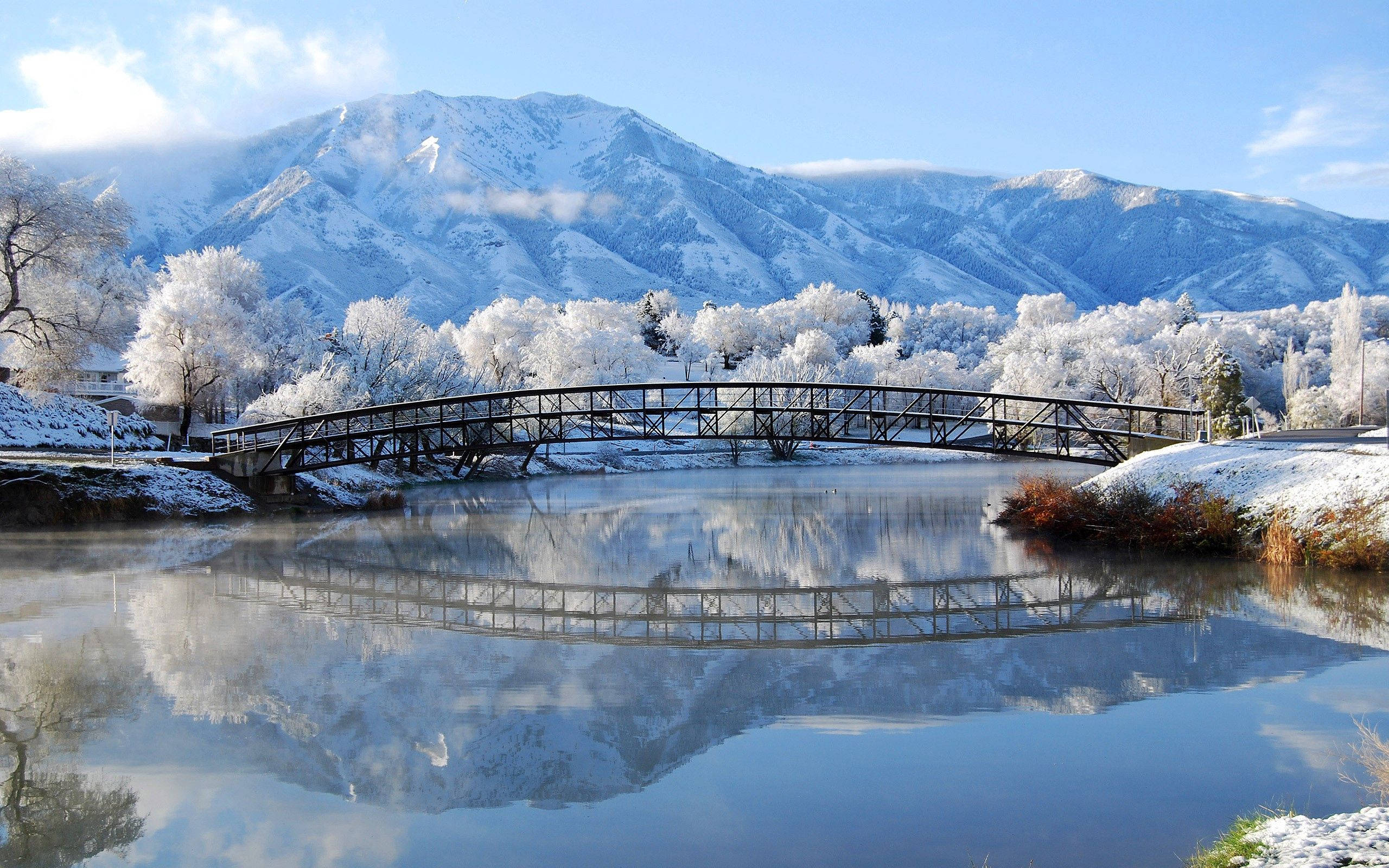 Χειμωνιάτικο τοπίο γέφυρας Ταπετσαρία