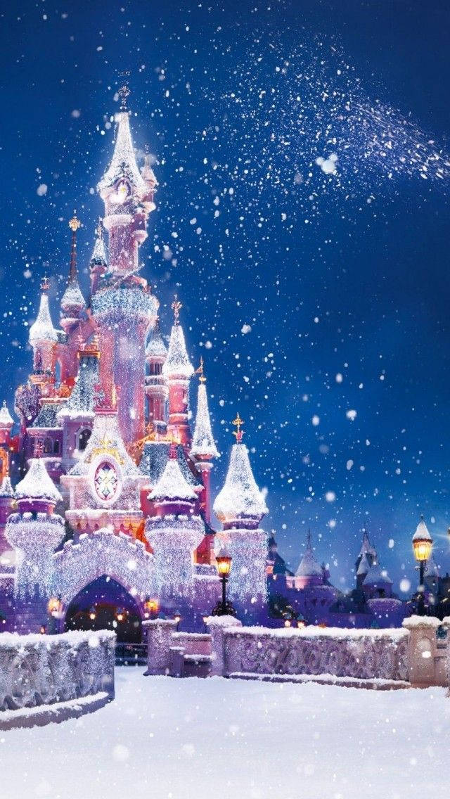 Χριστουγεννιάτικο Disney iPhone Χιονισμένο Κάστρο Ταπετσαρία