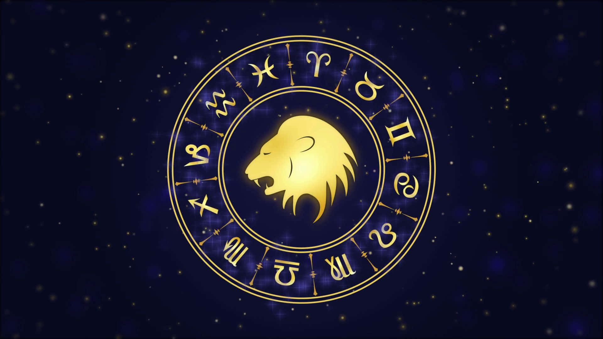 Χρυσό Λιοντάρι Τροχός Ζωδίου Λέοντα Ταπετσαρία