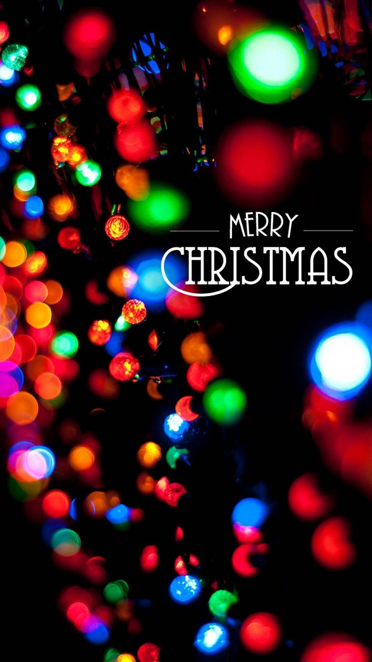 Χρωματιστά Φώτα Merry Christmas iPhone Ταπετσαρία