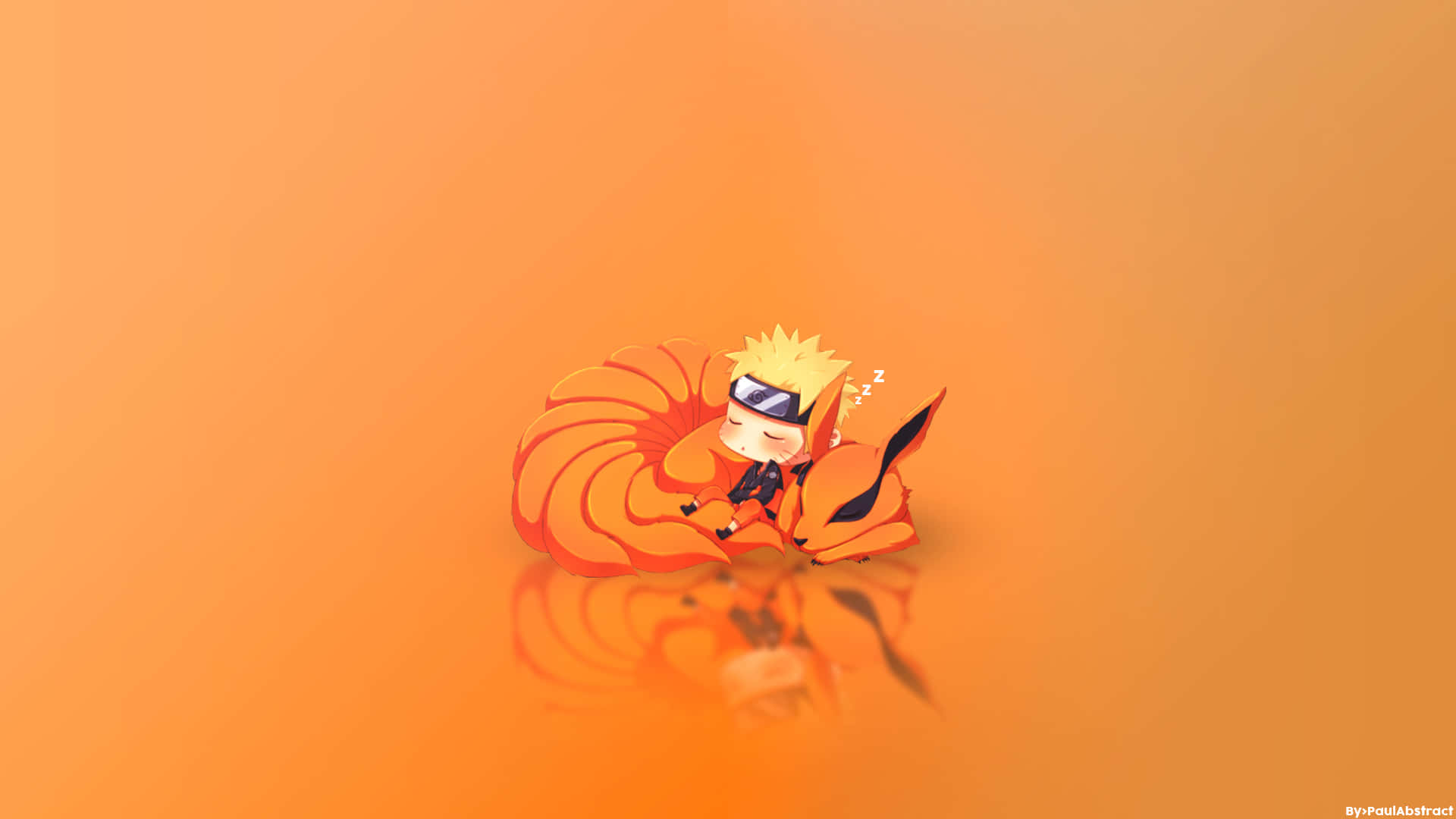 Ψύχραιμη επιφάνεια εργασίας Naruto με τον μικρό Kurama Ταπετσαρία