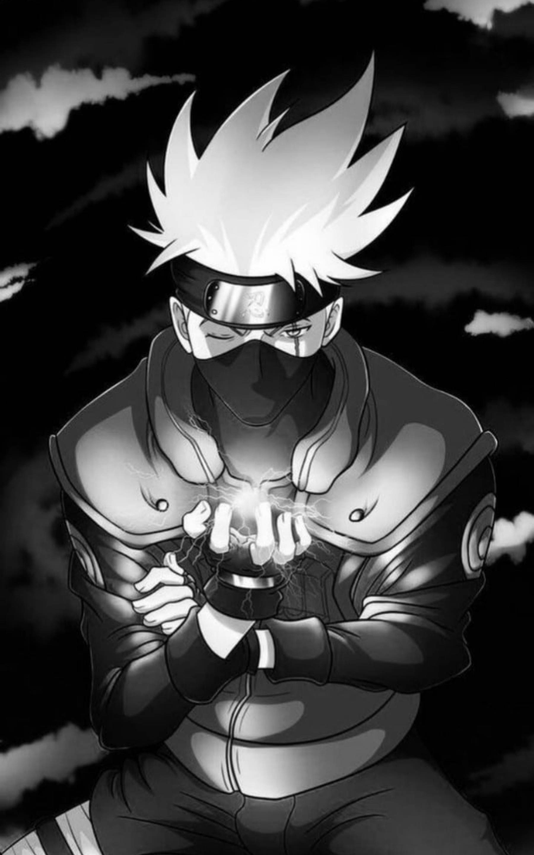 Ψύχραιμο Ασπρόμαυρο Πορτρέτο Του Kakashi Ταπετσαρία