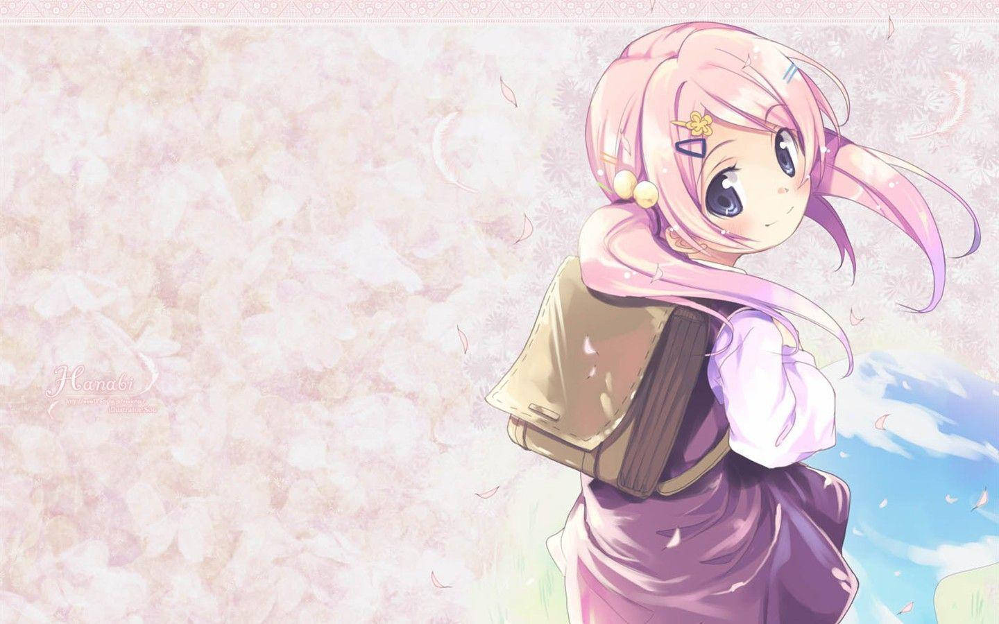 Όμορφη Anime Μαθήτρια Ταπετσαρία