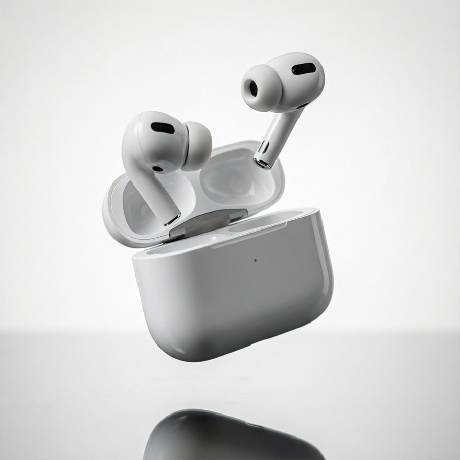 AirPods να αιωρούνται στον αέρα, φωτογραφία προϊόντος