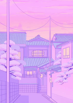 Ταπετσαρία Anime Street Pastel Sky Background — IQOO Pad5c Ταπετσαρία