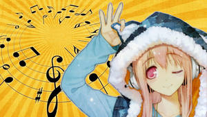 Ταπετσαρία Anime Κορίτσι Hoodie Super Sonico — Γλυκιά anime κοπέλα Ταπετσαρία