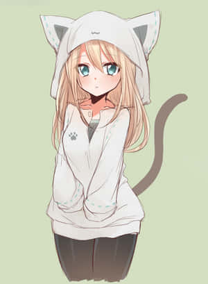 Εικόνες anime κοριτσιού με hoodie — Γλυκιά anime κοπέλα Ταπετσαρία