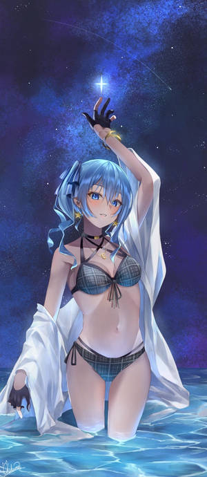 Anime Κορίτσι Σε Μπικίνι Τη Νύχτα — Galaxy Z Flip Ταπετσαρία