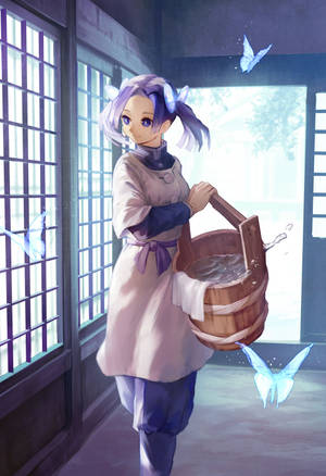 Aoi Kanzaki With Butterflies Artwork wallpaper — IQOO Pad5 Ταπετσαρία