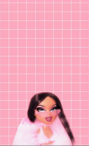 Bratz Yasmin σε ροζ γούνα ταπετσαρία — Galaxy Tab S9 FE Ταπετσαρία