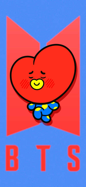 Ταπετσαρία BT21 Tata Πάνω σε Λογότυπο BTS — iPhone 14 Plus Ταπετσαρία