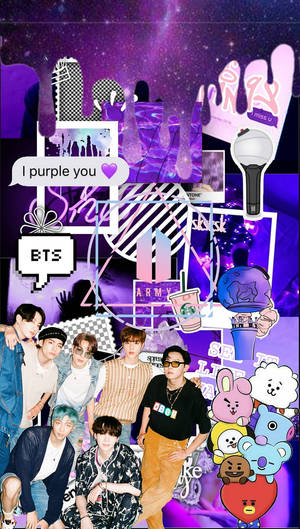 BTS Aesthetic BT21 Μωβ — Bts αισθητική Ταπετσαρία