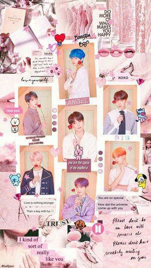 BTS Αισθητική Μέλη με Τριαντάφυλλο — Bts αισθητική Ταπετσαρία