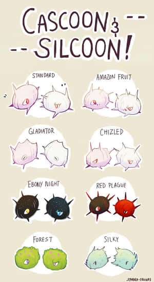 Cascoon και Silcoon σε Διαφορετικά Χρώματα — Pokemon Τηλέφωνο Ταπετσαρία