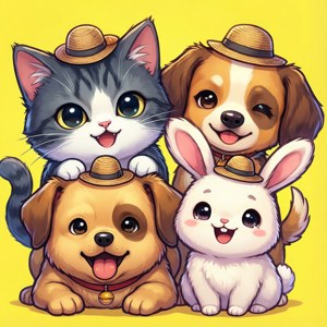 Αξιολάτρευτα chibi ζωάκια anime με καπέλα. — Motorola Razr 2026 Ταπετσαρία