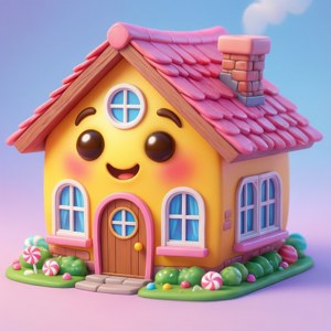 Emoji σπιτιού σε στυλ chibi με χαριτωμένες αναλογίες και χρώματα καραμέλας. — Tecno Phantom Ταπετσαρία