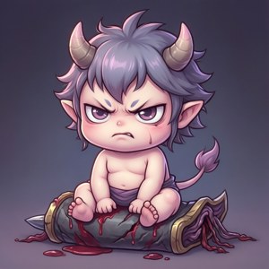 Αξιολάτρευτη εκδοχή chibi του Σουκούνα ως μωρό με γκρινιάρικο πρόσωπο. — Galaxy Watch Ταπετσαρία