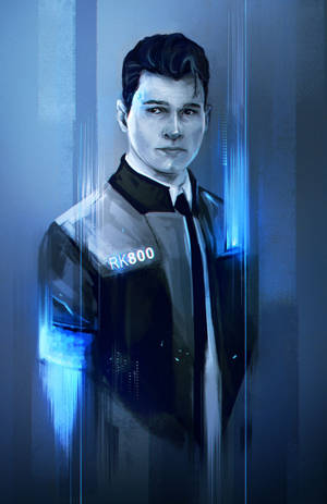 Τέχνη σε κλίμακα του γκρι του Connor στο Detroit Become Human ταπετσαρία — Honor MagicPad 3 Pro 12.3 Ταπετσαρία