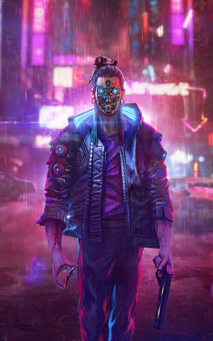 Cyberpunk Άνδρας Ανδροειδές Μισθοφόρος — Honor Pad Ταπετσαρία