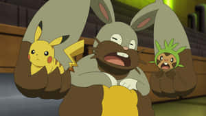 Diggersby με Pikachu και Chespin — Pikachu Ταπετσαρία