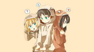 Eren Armin And Mikasa Χαριτωμένα Hoodies — Anime Χαρακτήρες Ταπετσαρία