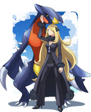 Ταπετσαρία Fanart Garchomp και Cynthia — Galaxy Z Fold 5 Ταπετσαρία
