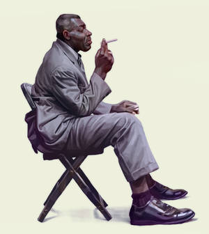 Fanart Ζωγραφιά του Howlin Wolf που Καπνίζει — Nubia Flip Ταπετσαρία
