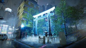 Ghostwire Tokyo Πύλη Torii στην Πόλη Ταπετσαρία