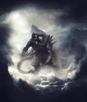 Godzilla Εναντίον Kong μάχη σε σκοτεινά σύννεφα ταπετσαρία — Motorola Razr Ultra 2026 Ταπετσαρία