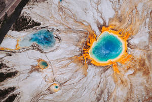 Προεπισκόπηση ταπετσαρίας grand prismatic spring, επιφάνεια, γραφικό, wyoming, united states