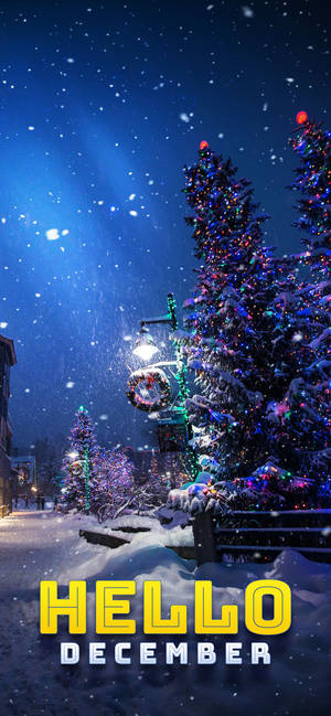 Ταπετσαρία Hello December Snowy Christmas Eve — iPhone 16 Pro Max Ταπετσαρία