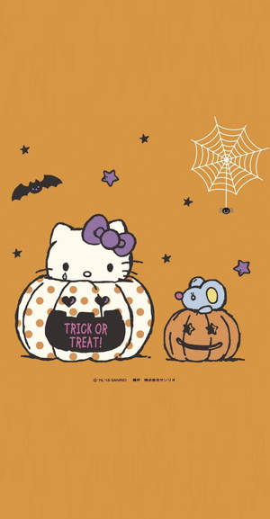 Hello Kitty Halloween Χαριτωμένη Τέχνη ταπετσαρία — Hello Kitty Χαλοουίν Ταπετσαρία