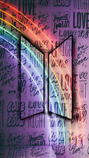 I Purple You BTS Neon Ουράνιο Τόξο — Νεον μωβ αισθητική Ταπετσαρία