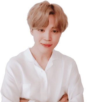 Jimin με χαμόγελο σε λευκό πουκάμισο